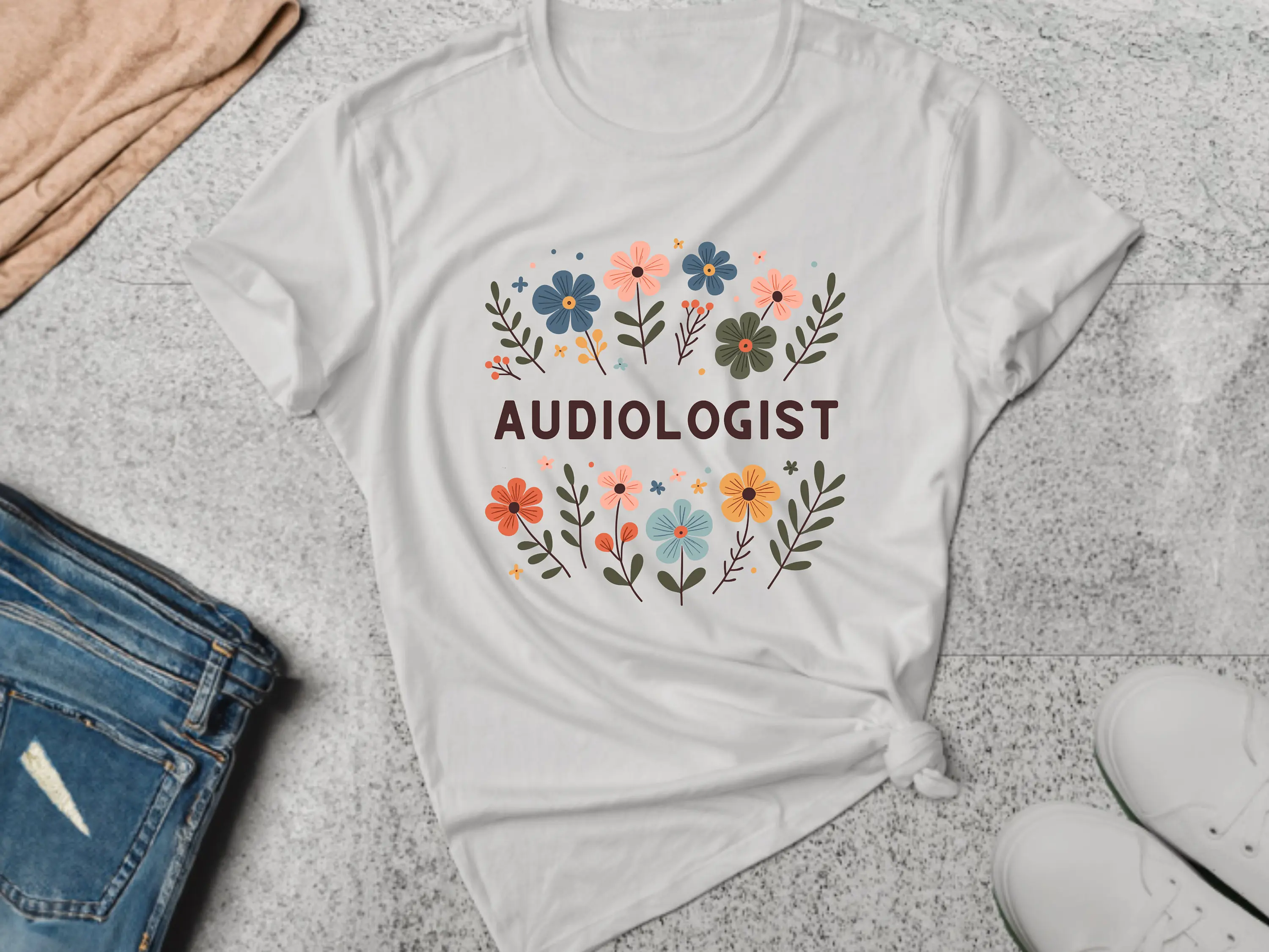 Audiologist T Shirt Floral Flower Hearing Expert Audiology Ear Doctor