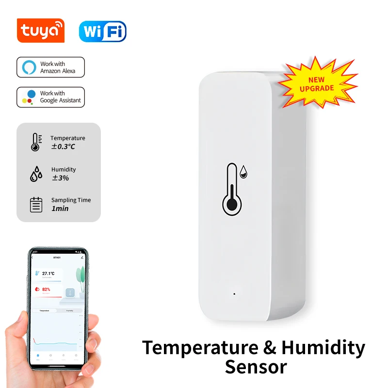 Tuya Wifi Smart Temperature Humidity Sensor Thermometer Detector Monitor Smart Home Via Alexa Google Home Tuya Smart Life