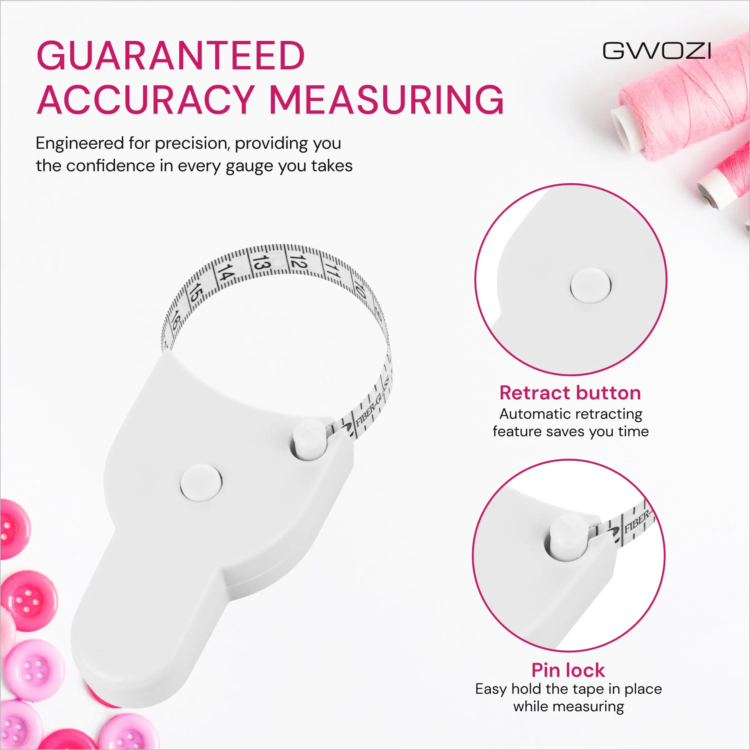 1 قطعة مزدوجة الجانبين التلقائي تلسكوبي أشرطة القياس مرنة الجسم شريط القياس الذاتي تشديد لينة قياس حاكم للياقة البدنية #3