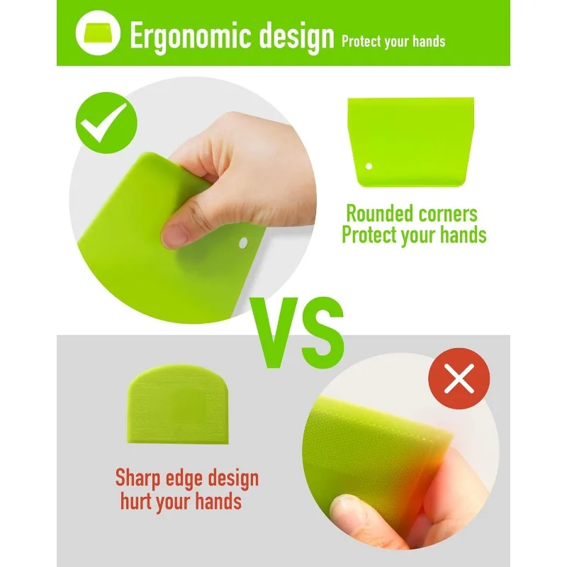 (2 SZT.) Skrobak do ciasta, skrobak do miski, bezpieczny dla żywności plastikowy nóż do ciasta, elastyczny plastikowy skrobak, praktyczna ławka - gorąca sprzedaż