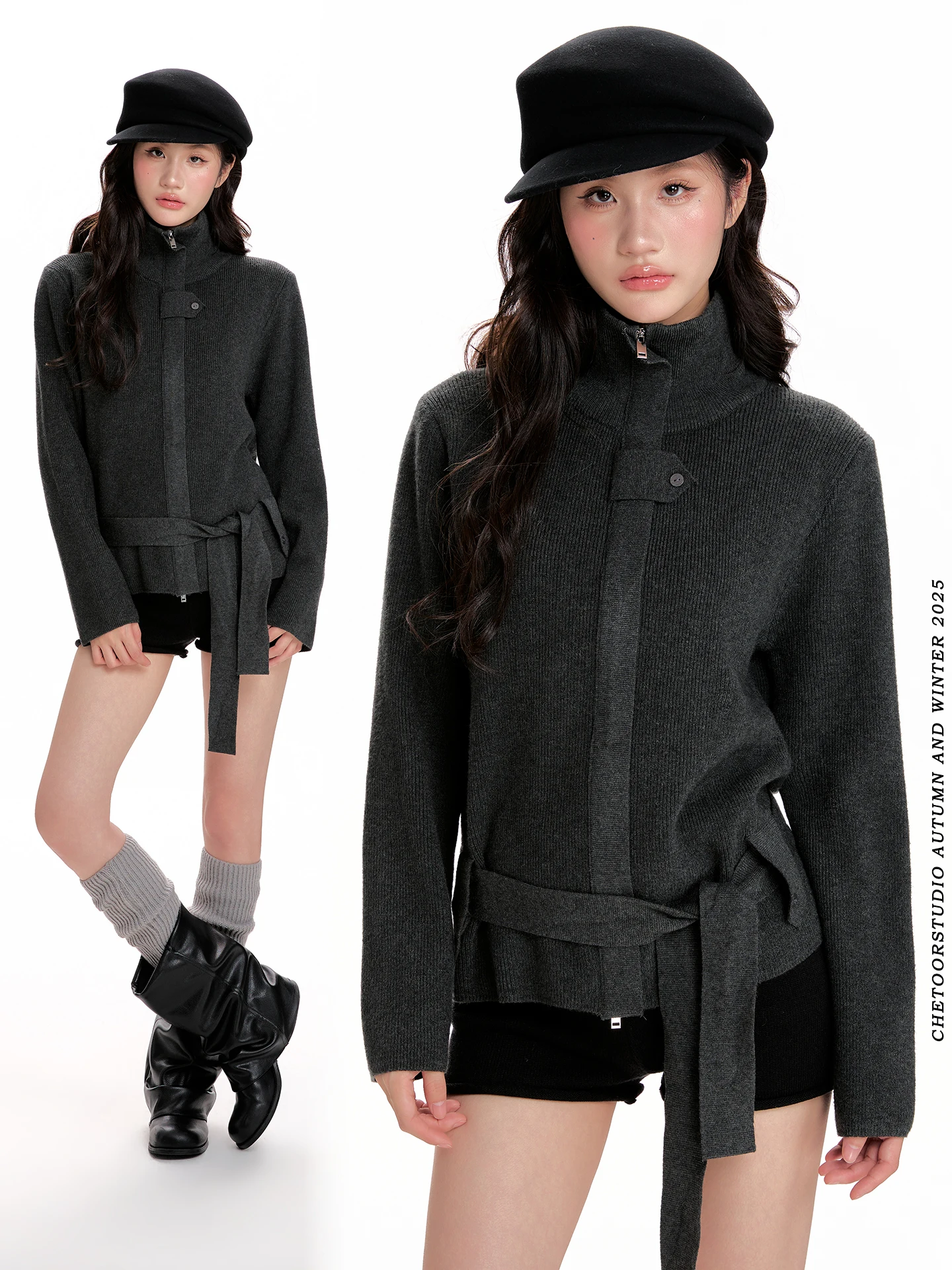 

Вязаный кардиган с поясом для женщин: стильный дизайн, подчеркивающий талию, с длинными рукавами, зимняя мода