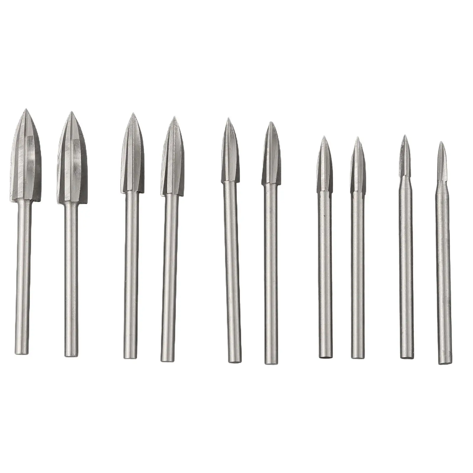 10Pc Wood Carving Drill Bit Metal Engraving Drill Bit Set Solid Carbide Root Milling Grinder Burr Precise Woodworking Carve Tool