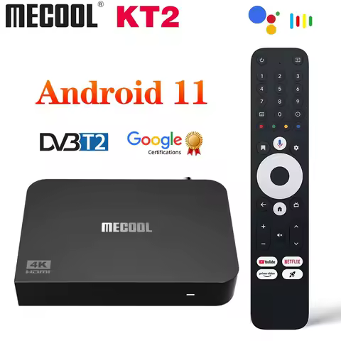 Mecool KT2 DVB-T2 Google Certified Amlogic S905Y4-B Android 11 TV Box 2GB 32GB Support DVB-T2/T BT 2T2R Wifi HDR 4K Set Top Box
