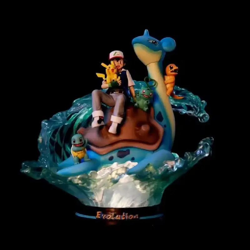 

30cm Pokemon Anime Figure Lapras Ash Ketchum Pikachu Squirtle Charmander Bulbasaur Pvc Action Figurine Collectible Model Toy