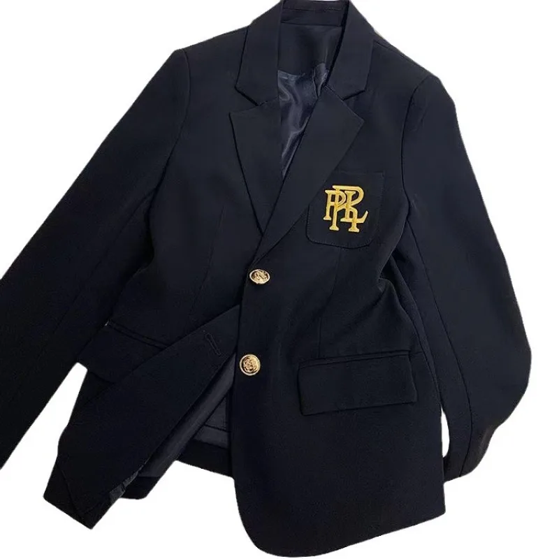 Women's 2026 Spring New Korean Version of British Temperament Commuting Versatile White Suit Letter Embroidered Textured Blazer