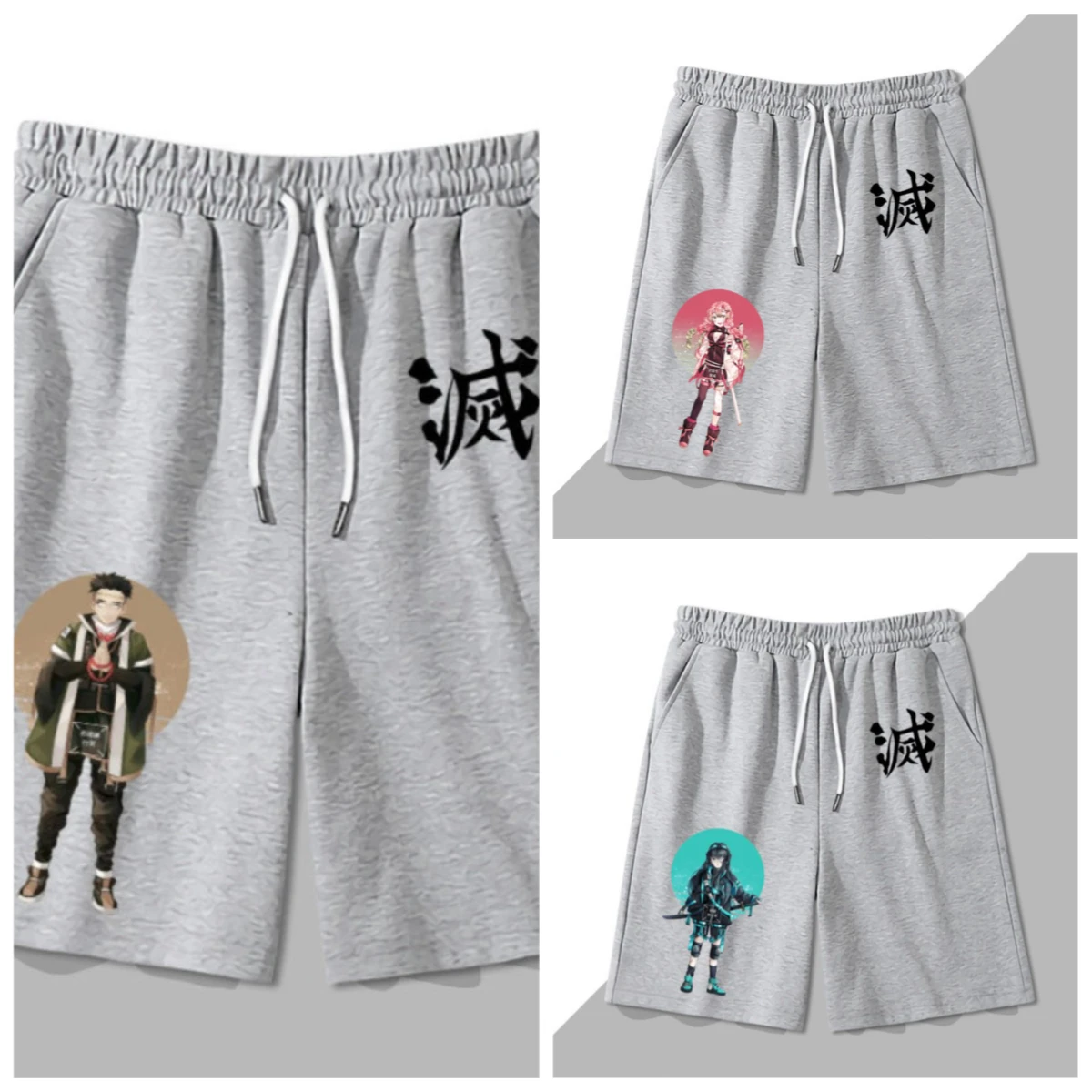 

Пятидюймовые шорты для мужчин и женщин, повседневные шорты, летние шорты с узором «Убийца демонов», Tanjiro, Nezuko и Yoshinitsu