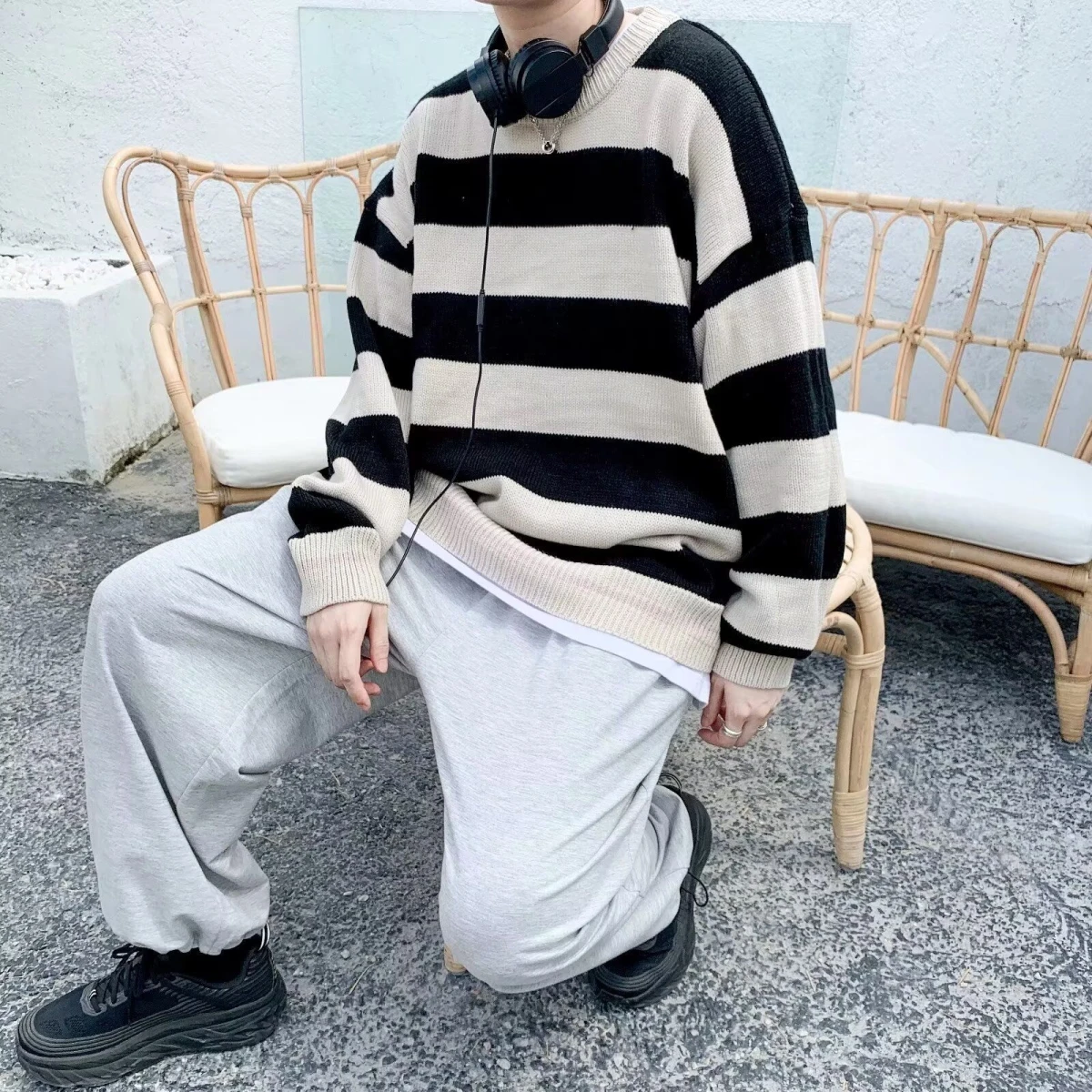 

Fall Winter V-Ne Knitted Sweater Cardigan Men's Color Casual Sle Loose Fit Outerwear Polyester Fiber Long Sve