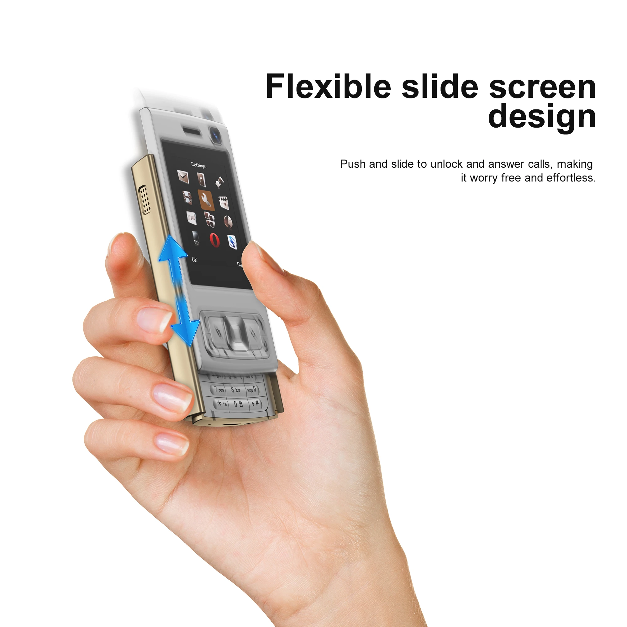 سيرفو N95 برو شاشة منزلقة هاتف محمول صغير 2G GSM تسجيل المكالمات الشعلة مشغل MP3/MP4 القائمة السوداء راديو FM دفع شاشة الهاتف المحمول