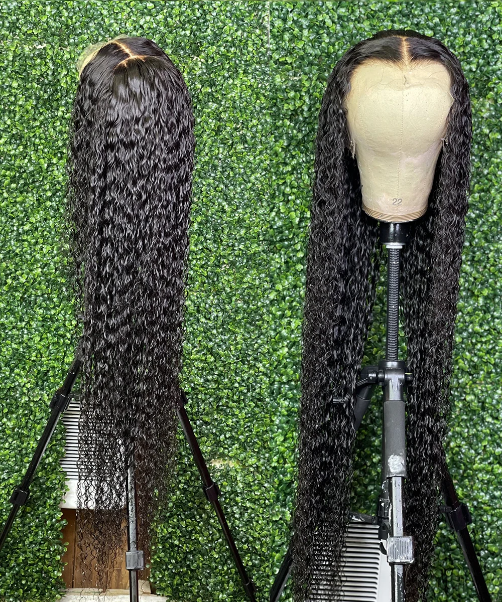 Натуральный Черный 180 Плотность 26 Дюймов Длинный Глубокий Кудрявый Мягкий Парик Фронта Шнурка Для Женщин С Волосами Младенца Бесклеевые Предварительно Собранные Ежедневно