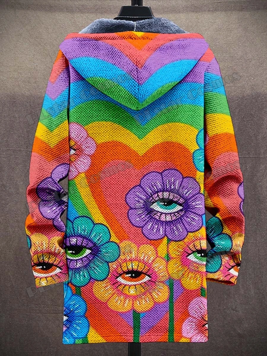 Hippie Colorful & Vintage Skull Pattern 3D Printed Men\'s Fashion Plush Thick Hooded Coat Winter Casual Warm zipper jacket CM22