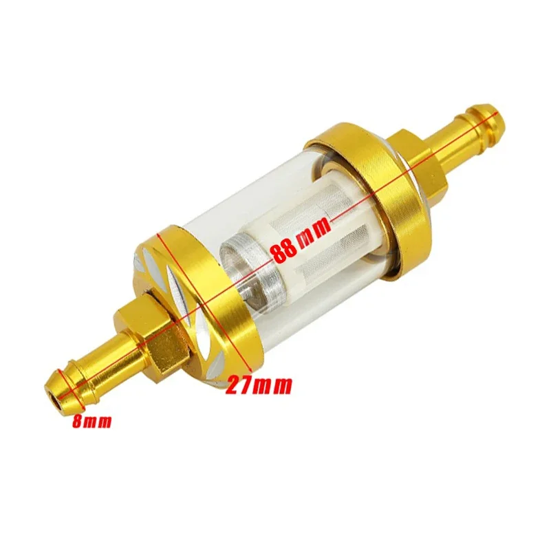 CNC Aluminum Alloy Glass Gas Fuel Gasoline Oil Filter 8mm for Dirt Pit Bike 125/140/150/160cc CRF70 90 110 TTR100 110 KLX65