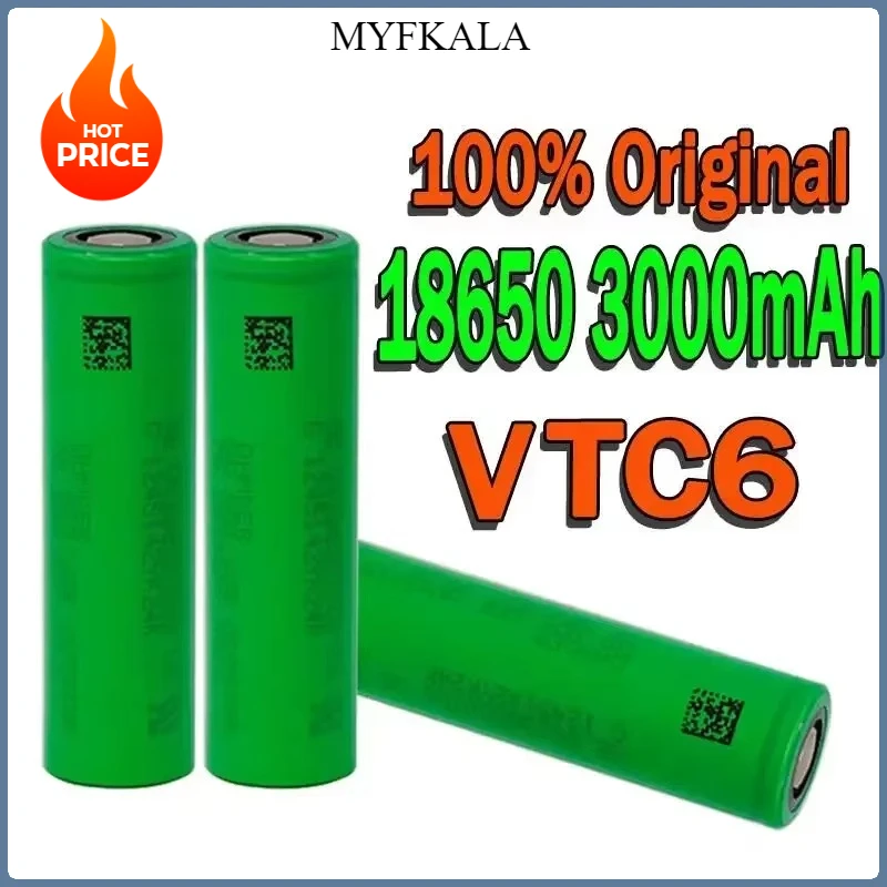 

VTC6 3.7V 3000mAh 18650 Rechargeable Li-ion Battery High Capacity 30A for Electronics