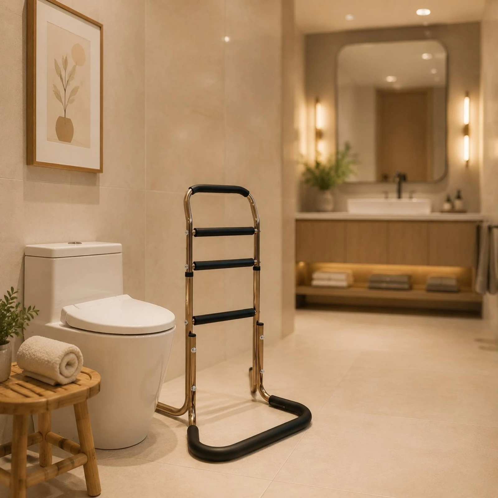 

Standing Assist Frame Padded Grip Toilet Support Frame Assistive Device Lightweight Mobility Aid High Load Capacity