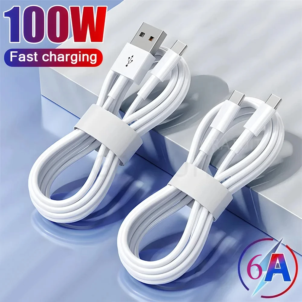 100W 6A Fast Charging USB Type C Cable for Samsung S23 S24 Ultra Xiaomi 14 Redmi Note 13 Pro POCO Phone USB C Cables Accessories