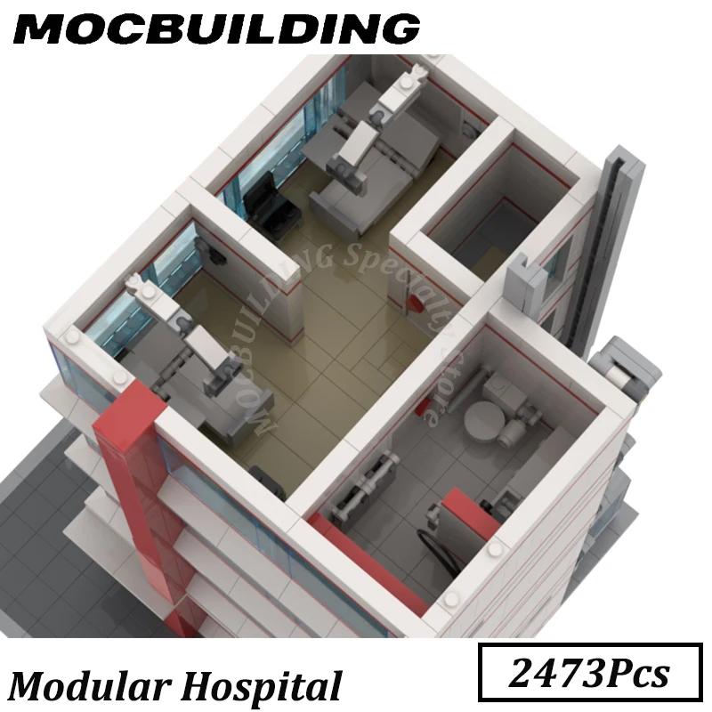 Modular Street View Hospital Buildings Display MOC Building Blocks Bricks Construction Toys Gifts Christmas