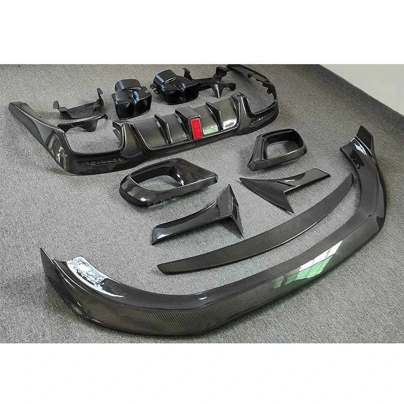 For S-Class W222 modified front lip rear lip Wind knife spoiler tail throat Car Accesso carbon fiber body kit 6