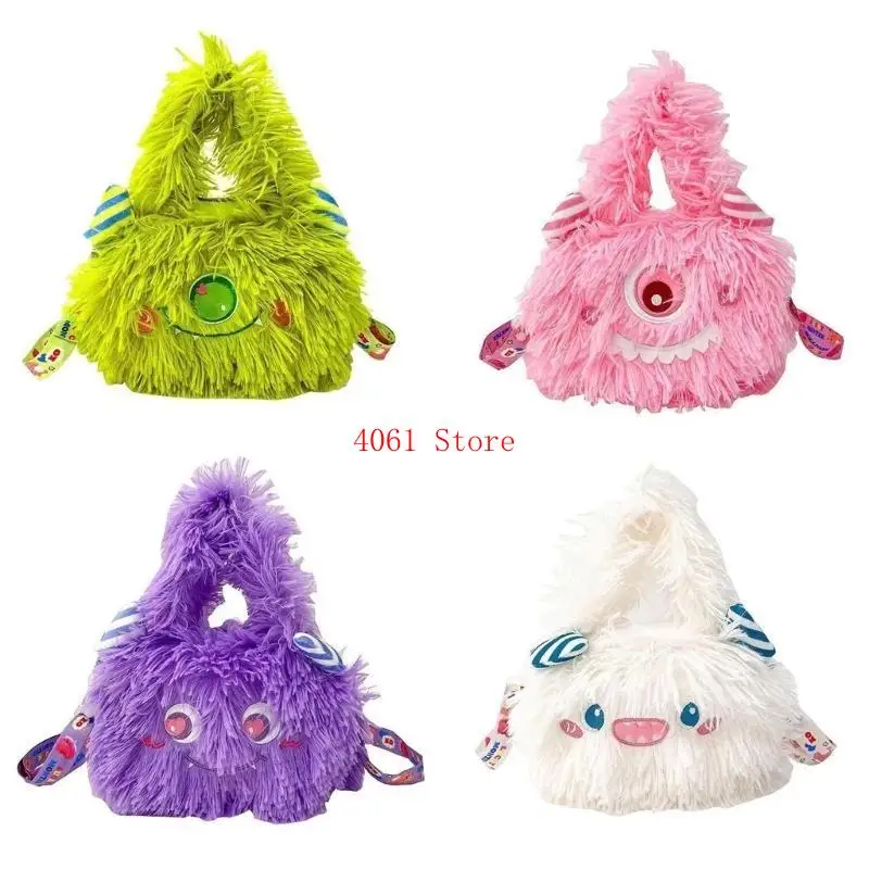 Cartoon Pattern Plush Underarm Bag Women Street Bag Trendy Purse Stylish Shoulder Bag Mini Bag for Everyday Activities