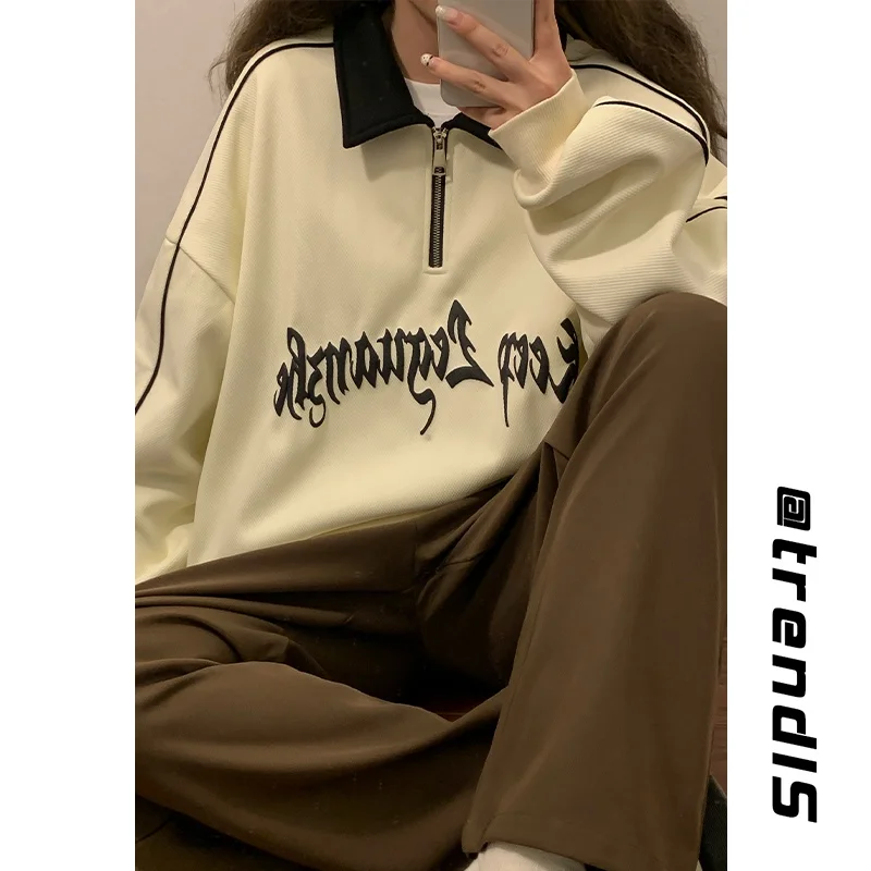 

Oversize Hoodie Sweatirt for Men Spring Autumn Faion Brand Turn-down Collar Pullover College Sle Top Youth Casual Wear