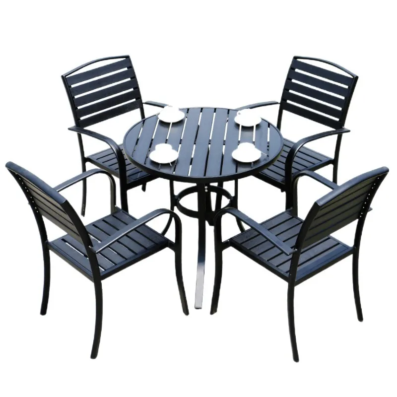

Outdoor tables and chairs courtyard open-air homestay wood-plastic wood tables and chairs combination balcony leisure bar c