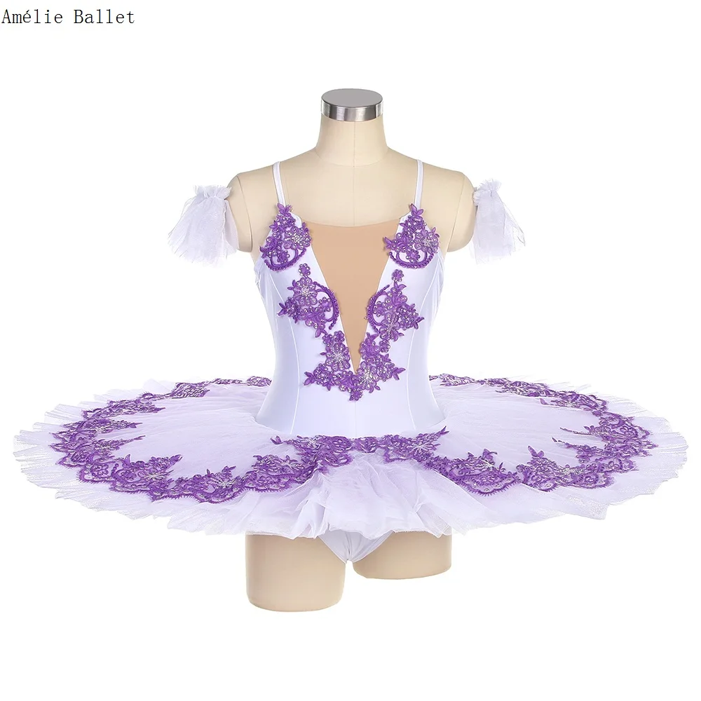 

BLL010 Adult Girls Purple Classical Pre-Professional Ballet Dance Tutu with 7 Layers Stiff Tulle Pancake Tutu Ballerina Costume