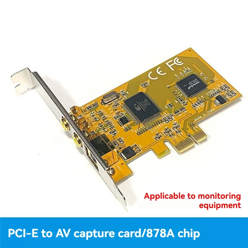 

Карта видеозахвата PCIE к AV 878A Карта захвата видеонаблюдения PCIE HD-изображение 640X480 2 PORTS AV Svhs Терминальный разъем Карта захвата