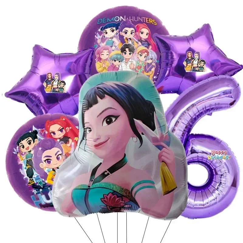 6pcs Aluminum Film Music Girl Birthday Party Decoration Ball Number Digit 0-9 Balloon Set Baby Shower Party Supplies Gift - view 6