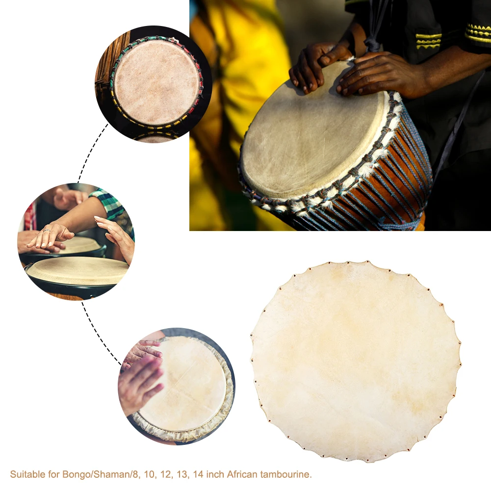 Bongo Drum Goat Skin Head Round Drumhead Skin for African Drum 8 10 12 13 14inch Musical Instrument Drum Parts Accessories