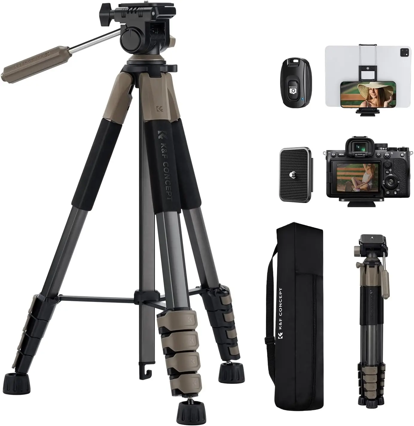 Camera Tripod, 75 Lightweight Portable Travel Outdoor DSLR Tripods for Camera Phone Video Recording Tripod Stand, Cellp