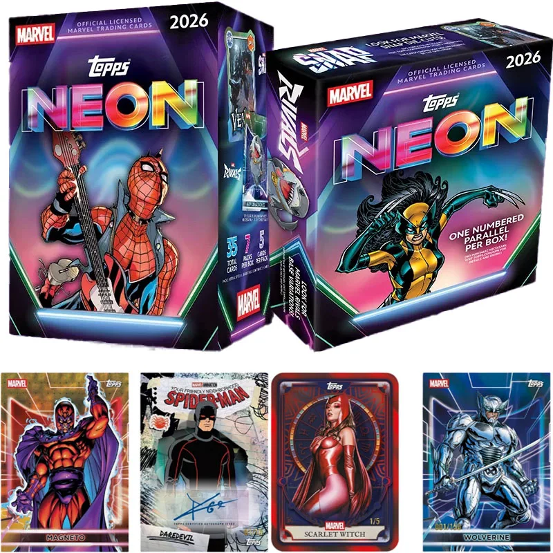 2026 Topps Marve Card Marvel Neon Series Cards Box Spider-Man Anime Card Collection Card Toy Birthday Christmas Gift for Kids