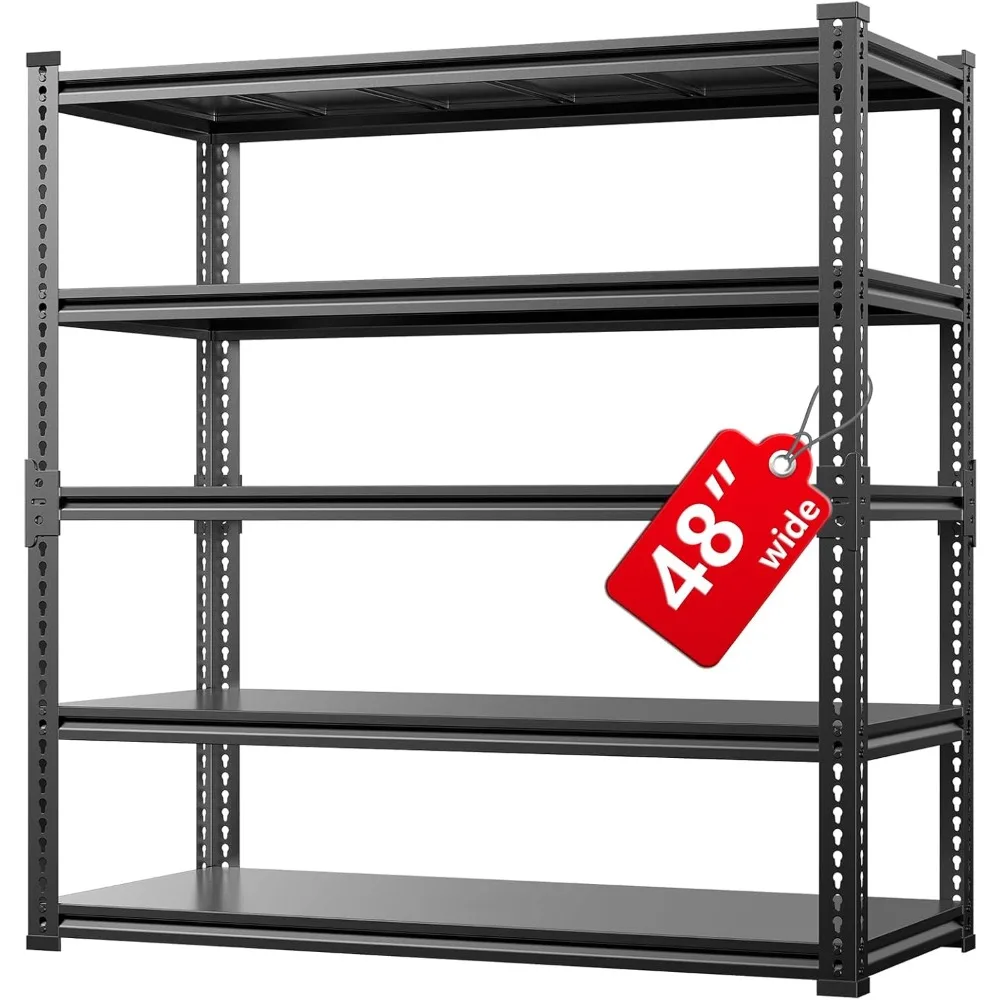 

Стеллаж, 48 широких, 5 уровней, 3000 фунтов, без болтов в сборе, регулируемые большие гаражные полки, 48 В x 24 Г x 72 В для тяжелых условий эксплуатации