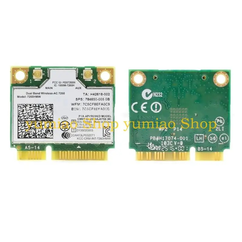 587B Half Mini PCI-E Card Bluetooth-compatible4.0 Wifi Adapter 1200Mbps Dual-Band 2.4/5Ghz 7260 AC 7260AC 7260HMW