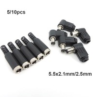 DC male female Power Connector Plug Right angle 5.5MM * 2.5MM / 2.1MM 5521 Jack Socket Adapter straight 90 Degree 5.5*2.5MM