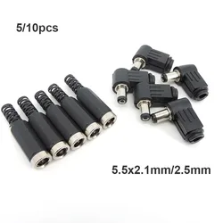 DC male female Power Connector Plug Right angle 5.5MM * 2.5MM / 2.1MM 5521 Jack Socket Adapter straight 90 Degree 5.5*2.5MM