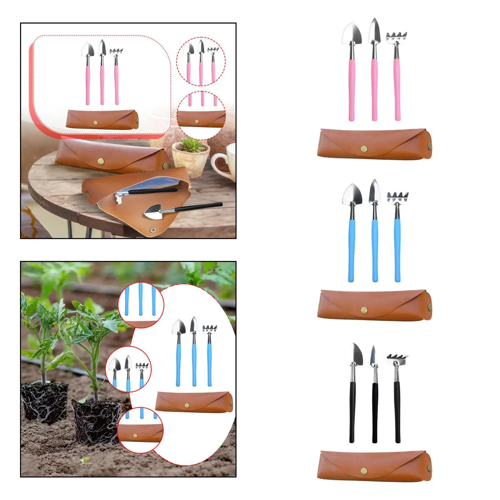 

Small Hand Spade Rake Trowel Mini Gardening Tools Set Mixing Portable Sturdy Multipurpose for Flower Potting Yard