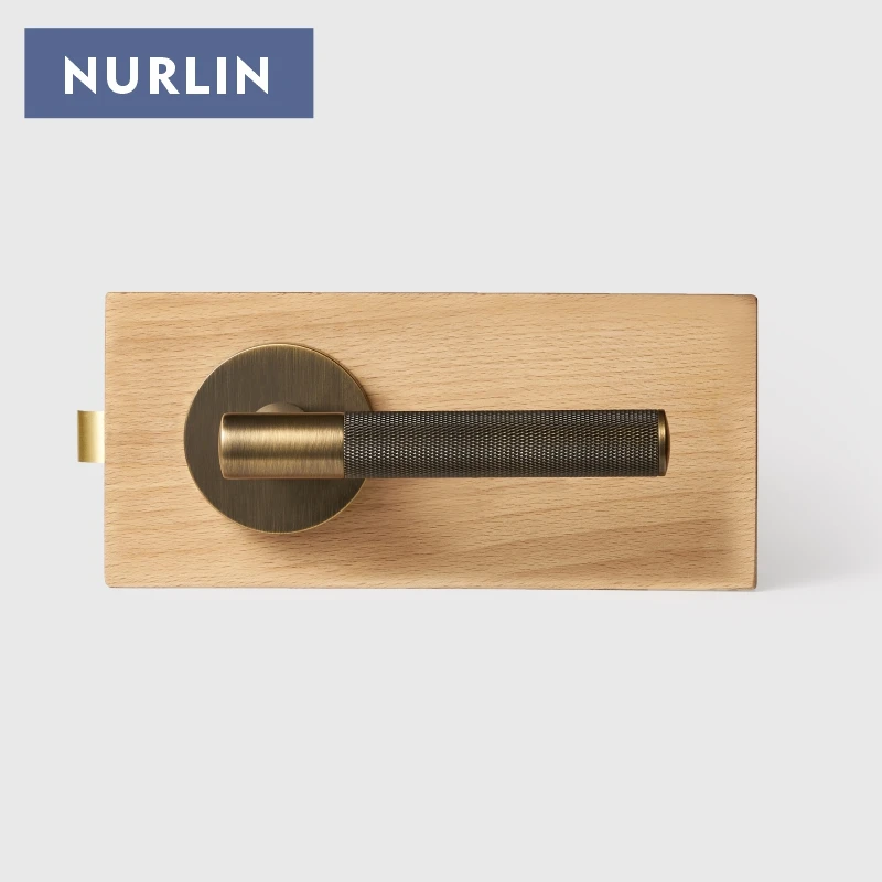 Nurlin US Standard Brass Lock Cross Knurled Door Lock Handle Passage Privacy Interior Mortise Lock Dummy Lever