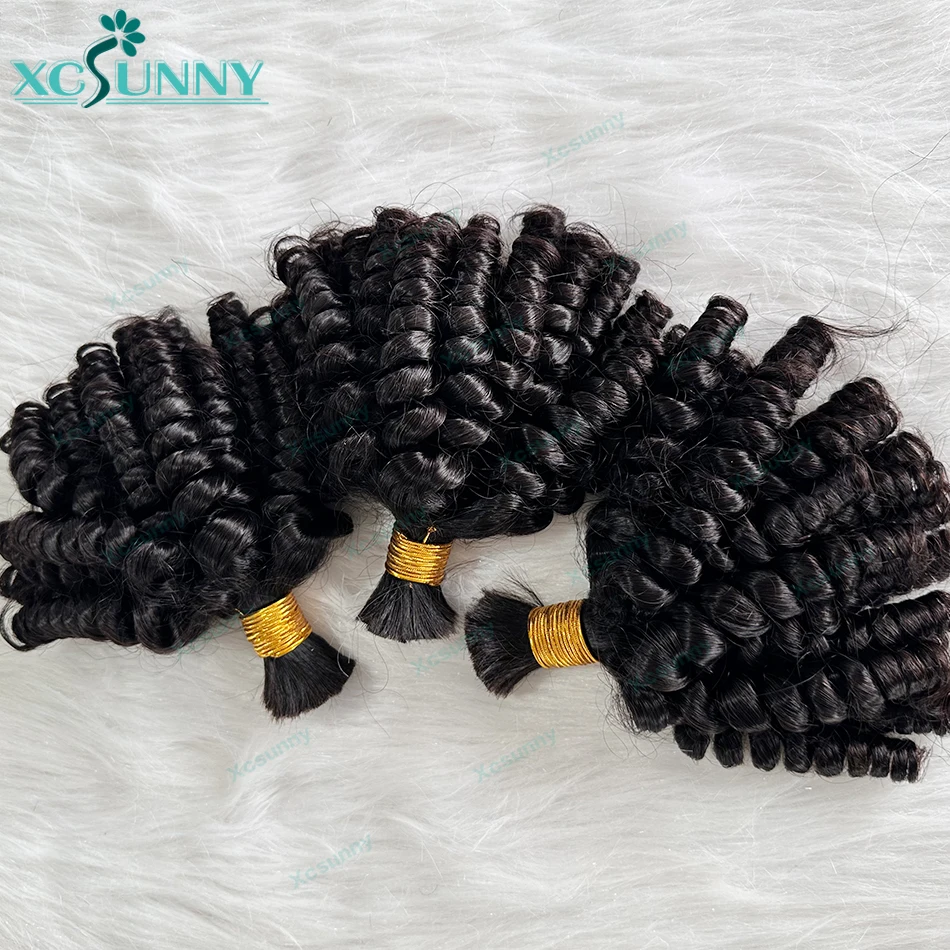 Bulk Human Hair For Braiding Bouncy Curly Hair Bulk Boho Braids Human Hair Extensions Double Drawn Bulk Curly Braiding Hair