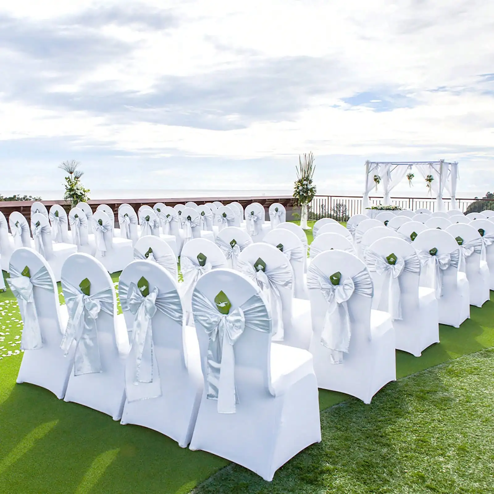 50Pcs 100Pcs Arched Chair Covers Spandex Black Or White Folding Kitchen Chairs Cover Universal Washable Slipcovers Protector Removable Chair Seat Covers For Wedding Party Dining Room Banquet Event