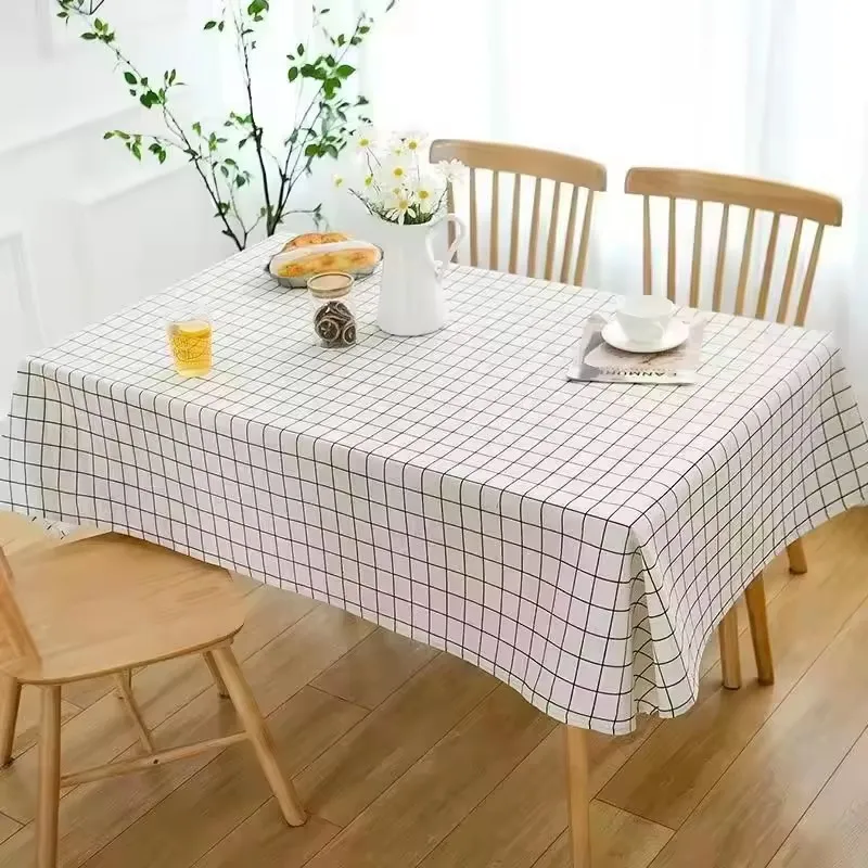 PEVA Waterproof Oilproof Table Cloth Plaid Print Kitchen Wedding Party Dining Table Cover Rectangle Table Cover Party Picnic
