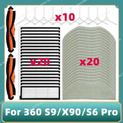 Voor 360 S9 S6 Pro X 90X95 Robotstofzuiger Hepa Filter Rol Hoofdborstel Zijborstel Dweil Doek Onderdelen Accessoires