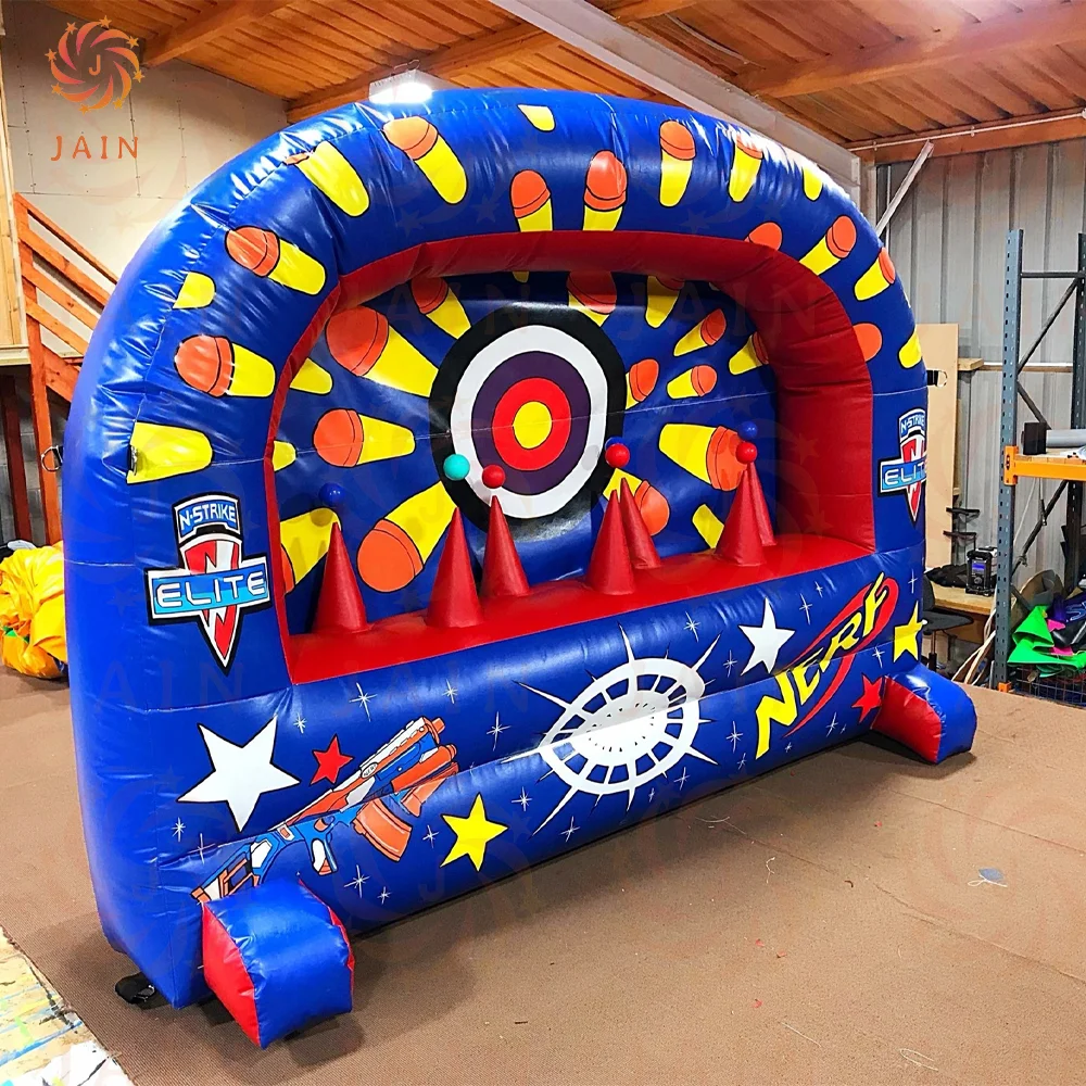 Inflatable Interactive เกมลูกดอกเกมระยะการยิงพองเกม Inflatable Nerf Shooting Range สําหรับ Carnival กลางแจ้ง