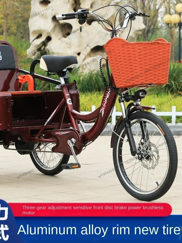 Elderly Pedal Electric Dual-Use Tricycle Small Pedal Scooter Adult Lightweight Electric Passenger Goods Tri-Wheel Bike