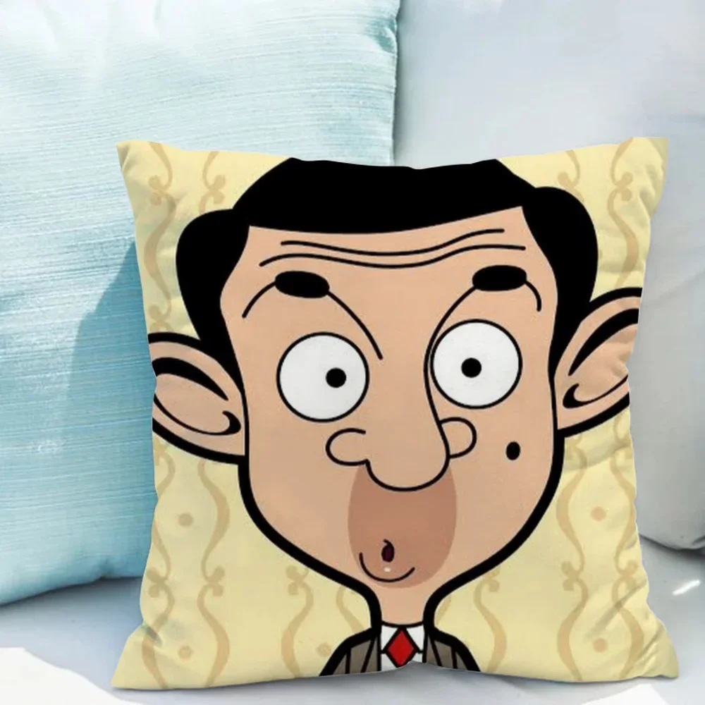 Mr. Bean Cartoon Cushion Covers 45x45 Pillow Hugs Pillowcase 45*45 Decorative Pillowcases 40x40   Printing Sofa