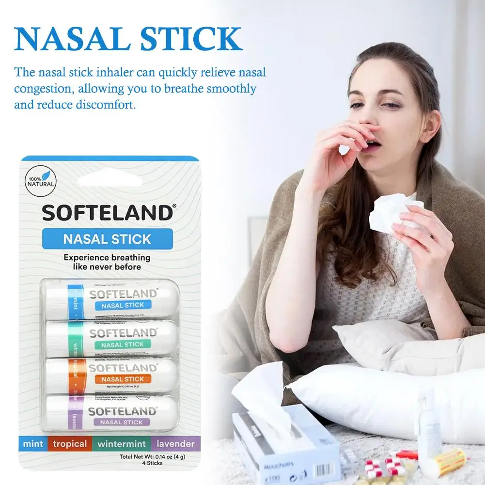 4 แพ็ค/ชุด Nasal Stick Boosts Focus ช่วยเพิ่มการหายใจให้ความรู้สึกสดชื่น Aromatherapy Inhaler ป้องกัน Drowsy ขับรถ