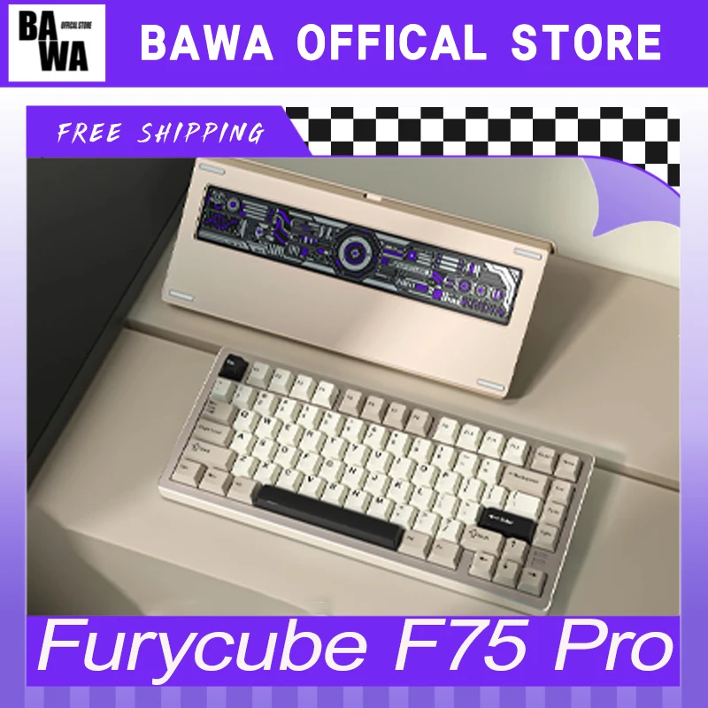 Furycube F75 Pro Mechanical Keyboard Tri Mode Aluminum Alloy Rgb Hot Swap Customization Gamer Keyboard For Pc Accessory Gifts