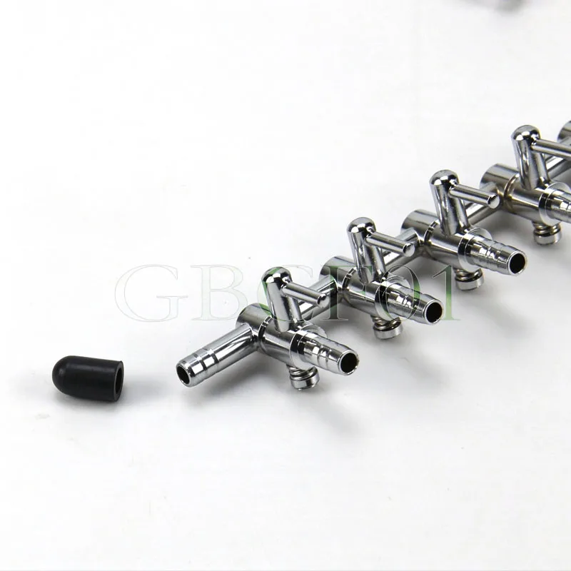 New Stainless Steel Fish Tank Air Flow Output Splitter 8mm Turn To 4mm Aquarium Air Pump Tude Control Valve 1/2/3/4/8/ Way