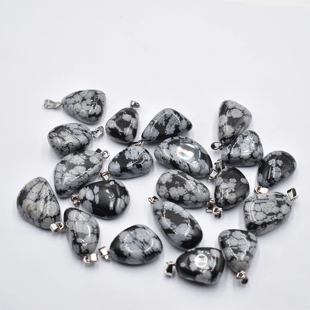 

Fashion natural stone Black snowflake Healing Reiki irregular Raw Energy Chakra pendants 20pcs/lot wholesale free shipping