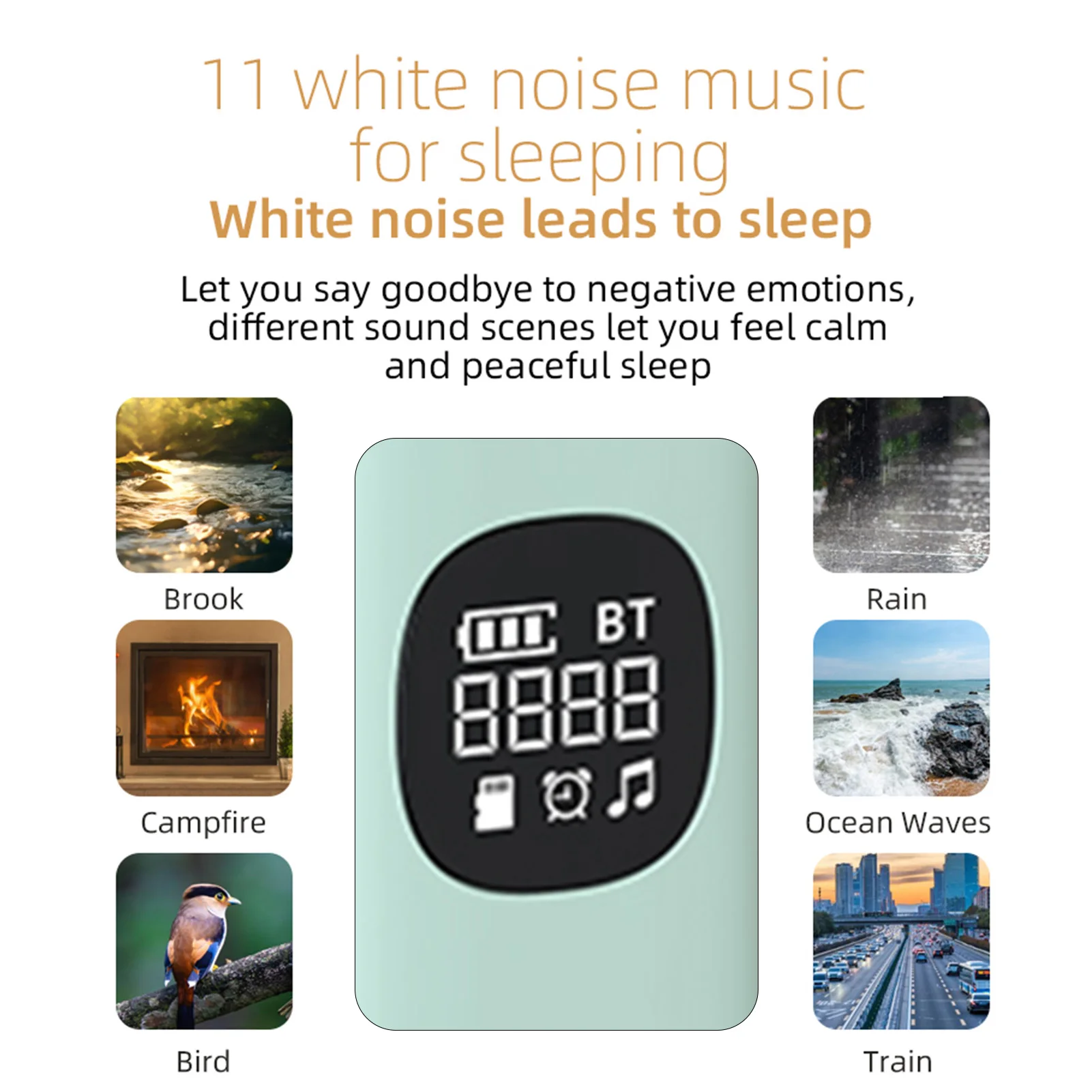 수면용 베개 아래 BT 스피커, LED 디스플레이 휴대용 골전도 스피커, 스테레오 베이스, 400mAh, 여행, 가정 및 휴식용