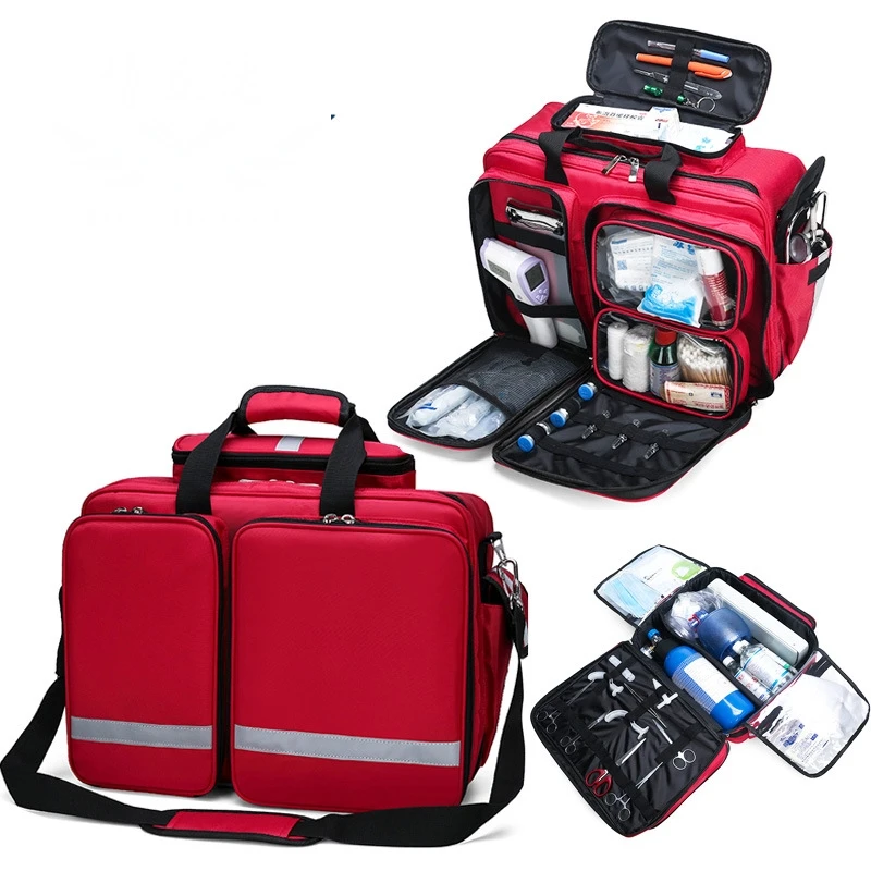 Empty First Aid Kit Refrigeratible Bag Waterproof Multi-function Reflective Messenger Bag Family Travel Emergency Medical Bag