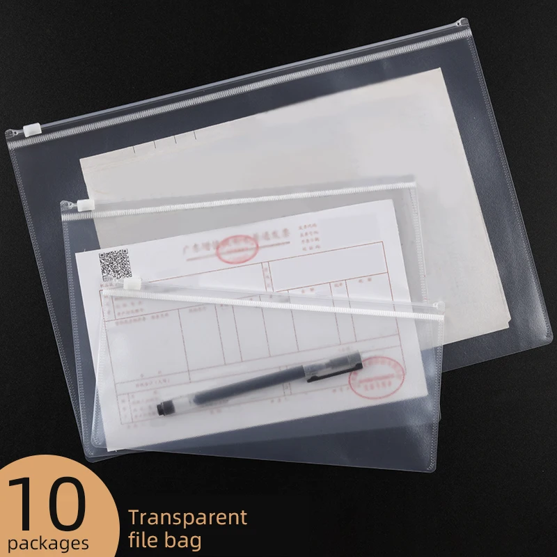 10PCS A4A5A6 Exam Mesh Zipper Bag Student Office Simple Large Capacity Transparent Document Bags image 4