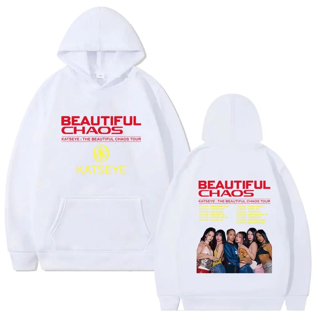 Korean Kpop Katseye Beautiful Chaos Tour 2025 Hoodie Men Women Hip Hop Fashion Oversized Tracksuit Male Vintage Pullover Hoodies